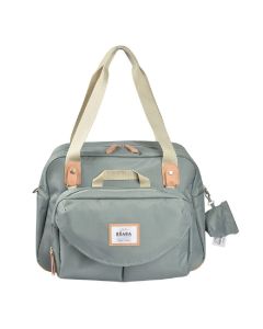 Beaba Geneva II Changing Bag, Integrated Pushchair Attachment System, Comfortable And Large Quilted Changing Mat - Sage Green
