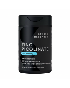 Sports Research Zinc Picolinate 50mg with Coconut Oil - Immune Support Softgels