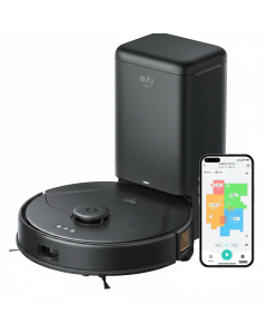 eufy Clean X8 Pro Robot Vacuum & Mop, Self-Emptying Station, Dual-Turbine Suction, Smart Mapping, App Control - Black