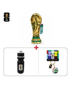 General FIFA Fan Gift Bundle FIFA 10" Plush Trophy + Squeeze Water Bottle + Key Ring, Charm, Header Card (603001000013820,603001000013875,603001000013806)