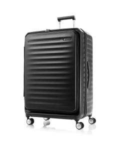 American Tourister Frontec 29-inch Large Check-In Suitcase, Expandable Polycarbonate Spinner Jet Black, TSA 008 Security Lock