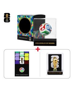 Adidas Matchday Accessories Bundle FIFA Matchball + Cubed 3D Trophy Replica + Pin Badge, Backing Card (603001000013821,603001000013810,603001000013808)