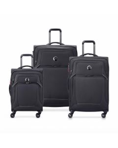 Delsey Optimax Lite 3-Piece Hardside Spinner Luggage Set, Lightweight Expandable Suitcases, Hardside Polymer, TSA Approved Combination Lock | Black
