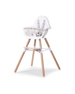 Childhome 2-In-1 Evolu 2 High Chair With Bumper, Convenient Adjustable Height Feature, Adjustable In 2 Height Levels - Natural White
