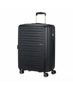 American Tourister Aerojoy 66cm Hard-Shell Check-In Suitcase - Lightweight ABS 4-Wheeled  Black, TSA Lock, Expandable