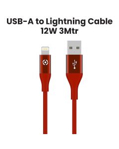 Celly USB-C to Lightning Cable 12W 3M - Red | USBLIGHTCOL3MRD