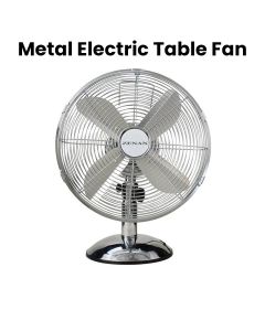 Zenan Electric Table Fan 16 Inch, Chrome Plated Frame, 4 Aluminum Blades - Silver/Black - ZEF-FT40MC
