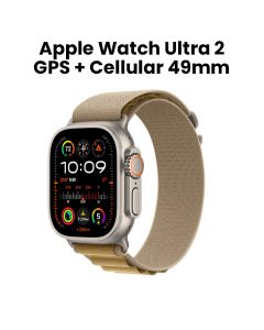 Apple Watch Ultra 2 GPS + Cellular Medium 49mm, Long Lasting Performance, Smooth Finish Design - Natural Titanium Case With Tan Alpine Loop - MX4F3QA/A