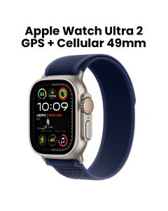 Apple Watch Ultra 2 GPS + Cellular M/L 49mm, 36 Hours Battery Life, Cellular Connectivity - Natural Titanium Case With Blue Trail Loop - MX4L3QA/A