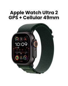 Apple Watch Ultra 2 GPS + Cellular Large 49mm, Precision Dual-Frequency, Cellular Connectivity - Black Titanium Case With Dark Green Alpine Loop - MX4T3QA/A