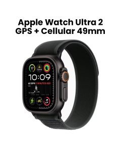 Apple Watch Ultra 2 GPS + Cellular M/L 49mm, Seamless iOS Integration, Water Resistance - Black Titanium Case With Black Trail Loop - MX4V3QA/A