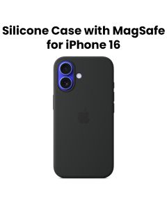Apple Silicone Case With MagSafe For iPhone 16, Microfibre Lining, Comprehensive Protection, Premium Recycled Material - Black - MYY13ZM/A