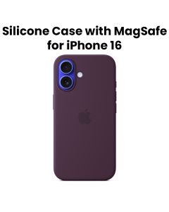 Apple Silicone Case With MagSafe For iPhone 16, Microfibre Lining, Comprehensive Protection, Premium Recycled Material - Plum - MYY43ZM/A