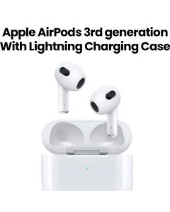 Apple 3rd Generation AirPods With Lightning Charging Case, Sweat And Water Resistant, Adaptive EQ Automatically - White - MPNY3ZE/A