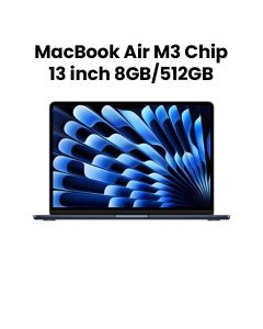 Apple MacBook Air 8GB RAM 512GB SSD 13 Inch, M3 Chip With 8-Core CPU and 10-Core GPU, Liquid Retina Display - Midnight - MRXW3AB/A
