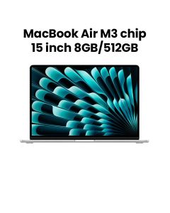 Apple MacBook Air 8GB RAM 512GB SSD 15 Inch, M3 Chip, 8-Core CPU And 10-Core GPU, Liquid Retina Display - Silver - MRYQ3AB/A