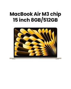 Apple MacBook Air 8GB RAM 512GB SSD 15 Inch, M3 Chip, 8-Core CPU And 10-Core GPU, Liquid Retina Display - Starlight - MRYT3AB/A