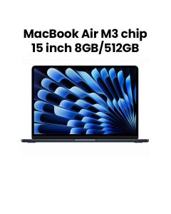 Apple MacBook Air 8GB RAM 512GB SSD 15 Inch, M3 Chip, 8-Core CPU And 10-Core GPU, Liquid Retina Display - Midnight - MRYV3AB/A