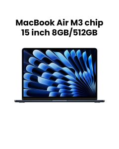 Apple MacBook Air 8GB RAM 512GB SSD 15 Inch, M3 Chip, 8-Core CPU And 10-Core GPU, Liquid Retina Display - Midnight - MRYV3ZS/A
