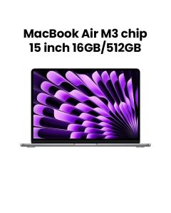 Apple MacBook Air 16GB RAM 512GB SSD 15 Inch, M3 Chip, 8-Core CPU And 10-Core GPU, Liquid Retina Display - Silver - MXD13ZS/A