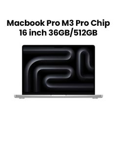 Apple MacBook Pro 36GB RAM 512GB SSD, M3 Pro Chip, Immersive Graphics, 16 Inch Retina Display - Silver - MRW63ZS/A