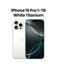 Apple iPhone 16 Pro 1TB Storage 6.3 Inch, Durable Titanium Design, Camera Control, A18 Pro Chip, Up To 27 Hours Video Playback - White Titanium - MYN93AE/A