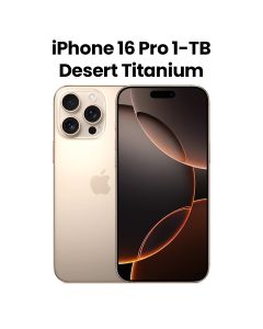 Apple iPhone 16 Pro 1TB Storage 6.3 Inch, Durable Titanium Design, Camera Control, A18 Pro Chip, Up To 27 Hours Video Playback - Desert Titanium - MYNA3AE/A
