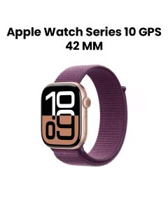 Apple Watch Series 10 GPS 42mm, Always-On Retina Display, Water Resistant - Rose Gold Aluminum Case With Plum Sport Loop - MWWK3QA/A
