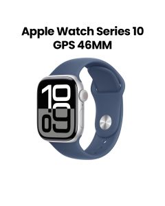 Apple Watch Series 10 GPS M/L 46mm, Built-in Advanced GPS, Health And Fitness Monitoring - Silver Aluminium Case With Denim Sport Band - MWWM3QA/A