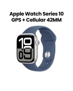 Apple Watch Series 10 GPS + Cellular S/M 42mm, Fitness Tracker, Retina Display - Silver Aluminium Case With Denim Sport Band - MWX33QA/A