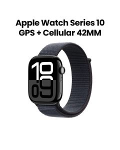 Apple Watch Series 10 GPS + Cellular 42mm, Retina Display - Jet Black Aluminium Case With Ink Sport Loop - MWX83QA/A