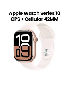 Apple Watch Series 10 GPS + Cellular S/M 42mm, Retina Display - Rose Gold Aluminium Case With Light Blush Sport Band - MWX93QA/A