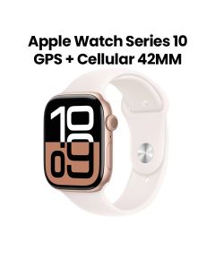 Apple Watch Series 10 GPS + Cellular M/L 42mm, Retina Display - Rose Gold Aluminium Case With Light Blush Sport Band - MWXA3QA/A