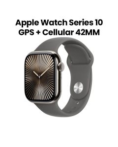 Apple Watch Series 10 GPS + Cellular M/L 42mm, Retina Display - Natural Titanium Case With Stone Gray Sport Band - MWXE3QA/A