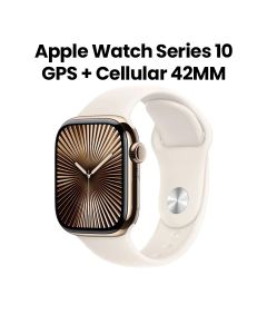 Apple Watch Series 10 GPS + Cellular M/L 42mm, Retina Display - Gold Titanium Case With Starlight Sport Band - MX073QA/A