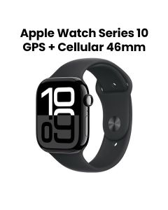 Apple Watch Series 10 GPS + Cellular S/M 46mm, Always-On Retina Display - Jet Black Aluminum Case With Black Sport Band - MWY33QA/A