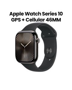 Apple Watch Series 10 GPS + Cellular S/M 46mm, Always-On Display, Emergency SOS, Temperature Sensing - Slate Titanium Case With Black Sport Band - MWYD3QA/A