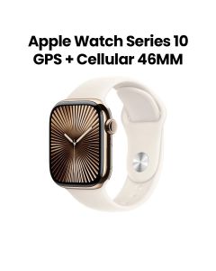 Apple Watch Series 10 GPS + Cellular S/M 46mm, Always-On Retina Display - Gold Titanium Case With Starlight Sport Band - MWYX3QA/A