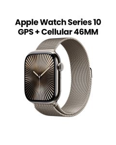 Apple Watch Series 10 GPS + Cellular S/M 46mm, Always-On Retina Display - Natural Titanium Case With Natural Milanese Loop - MC7Q4QA/A