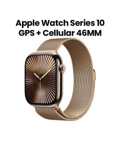 Apple Watch Series 10 GPS + Cellular M/L 46mm, Always-On Retina Display - Gold Titanium Case With Gold Milanese Loop - MX003QA/A