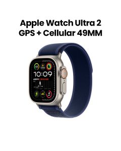 Apple Watch Ultra 2 GPS + Cellular S/M 49mm, 36 Hours Battery Life, Cellular Connectivity - Natural Titanium Case With Blue Trail Loop - MX4J3QA/A