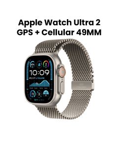 Apple Watch Ultra 2 GPS + Cellular Large 49mm, Smooth Finish Design - Natural Titanium Case With Natural Titanium Milanese Loop - MX5T3QA/A