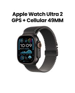 Apple Watch Ultra 2 GPS + Cellular Medium 49mm, Smooth Finish Design - Black Titanium Case With Black Titanium Milanese Loop - MX5U3QA/A