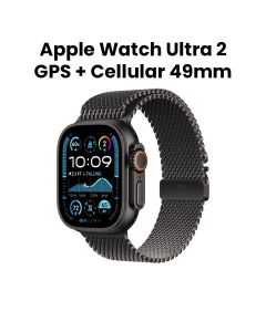 Apple Watch Ultra 2 GPS + Cellular Large 49mm, Smooth Finish Design - Black Titanium Case With Black Titanium Milanese Loop - MX5V3QA/A