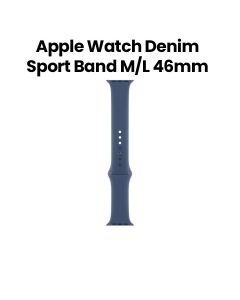 Apple Sport Band M/L 46mm, Pin-And-Tuck Closure, Comfortable Fit, Easy Installation - Denim - MXLW3ZM/A