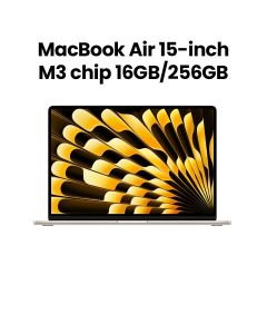 Apple MacBook Air 16GB RAM 256GB SSD 15 Inch, M3 Chip, 8-Core CPU And 10-Core GPU, Liquid Retina Display - Starlight - MC9F4AB/A