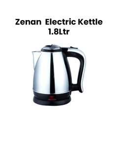Zenan Electric Kettle 1.8L, Fast Boil Technology, 360° Rotational Base, Energy-Efficient Heating System - Silver/Black - ZEK-083