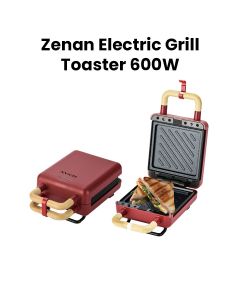 Zenan Sandwich Maker 600W, Cool Touch Handle, Non-Stick Coating, Compact Design - Black - ZST526
