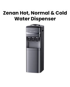 Zenan Floor Standing Water Dispenser with 3 Push-Type Taps, Hot/Normal/Cold Water, Compressor Cooling & Bottom Storage Cabinet | Gray - ZWD-5X23C