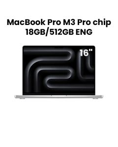 Apple MacBook Pro 18GB RAM 512GB SSD 16 Inch, English Keyboard, M3 Pro Chip, 12-Core CPU And 18-Core GPU, Liquid Retina XDR Display - Silver - MRW43ZS/A
